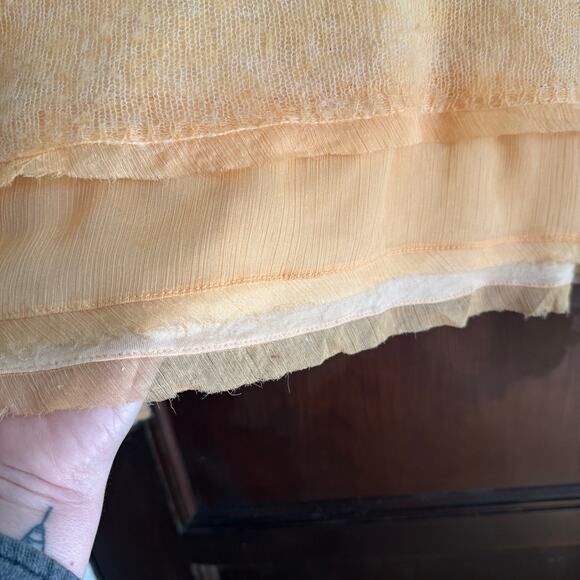 KNITTED AND KNOTTED Peach Open Weave Alpaca Blend Layered V Neck Sweater Medium - Picture 4 of 8